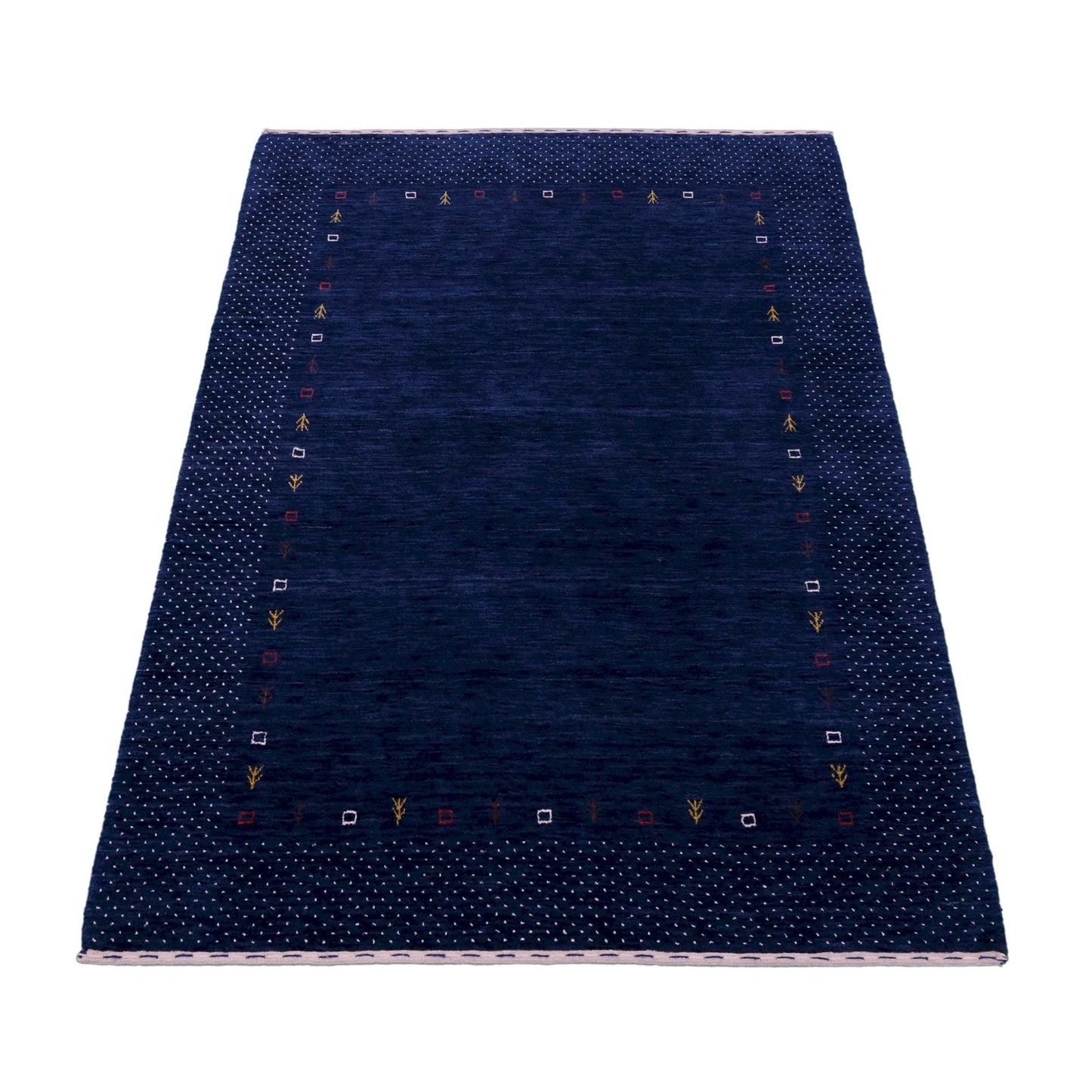 Contemporary Gabbeh Border Design Hand Loomed Wool Area Rug.