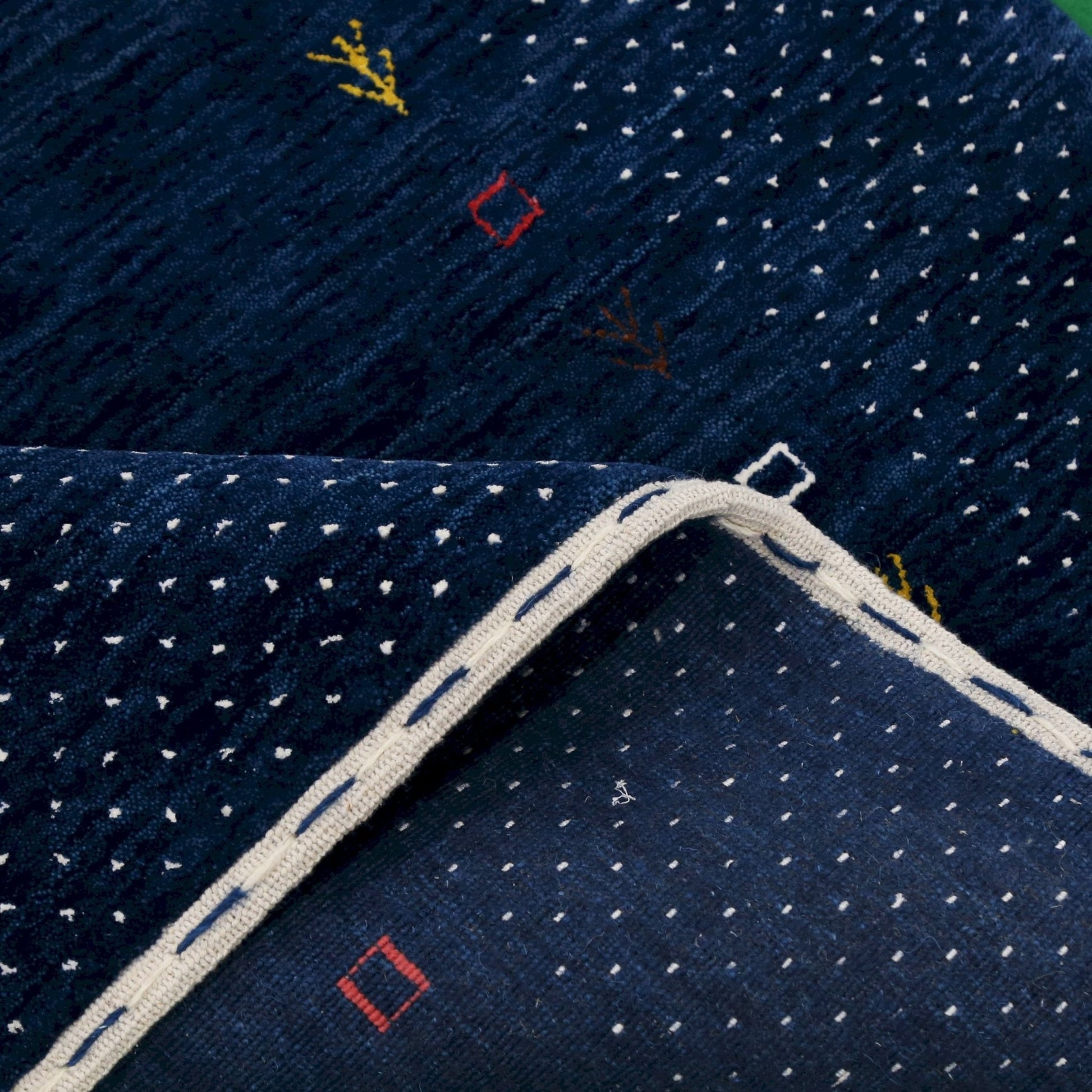 Contemporary Gabbeh Border Design Hand Loomed Wool Area Rug.