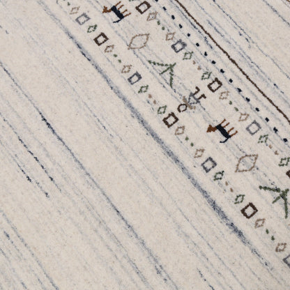 Contemporary Ivory Design Hand Loomed Wool Rug.