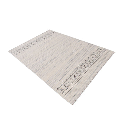 Contemporary Ivory Design Hand Loomed Wool Rug.