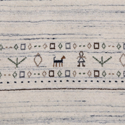 Contemporary Ivory Design Hand Loomed Wool Rug.