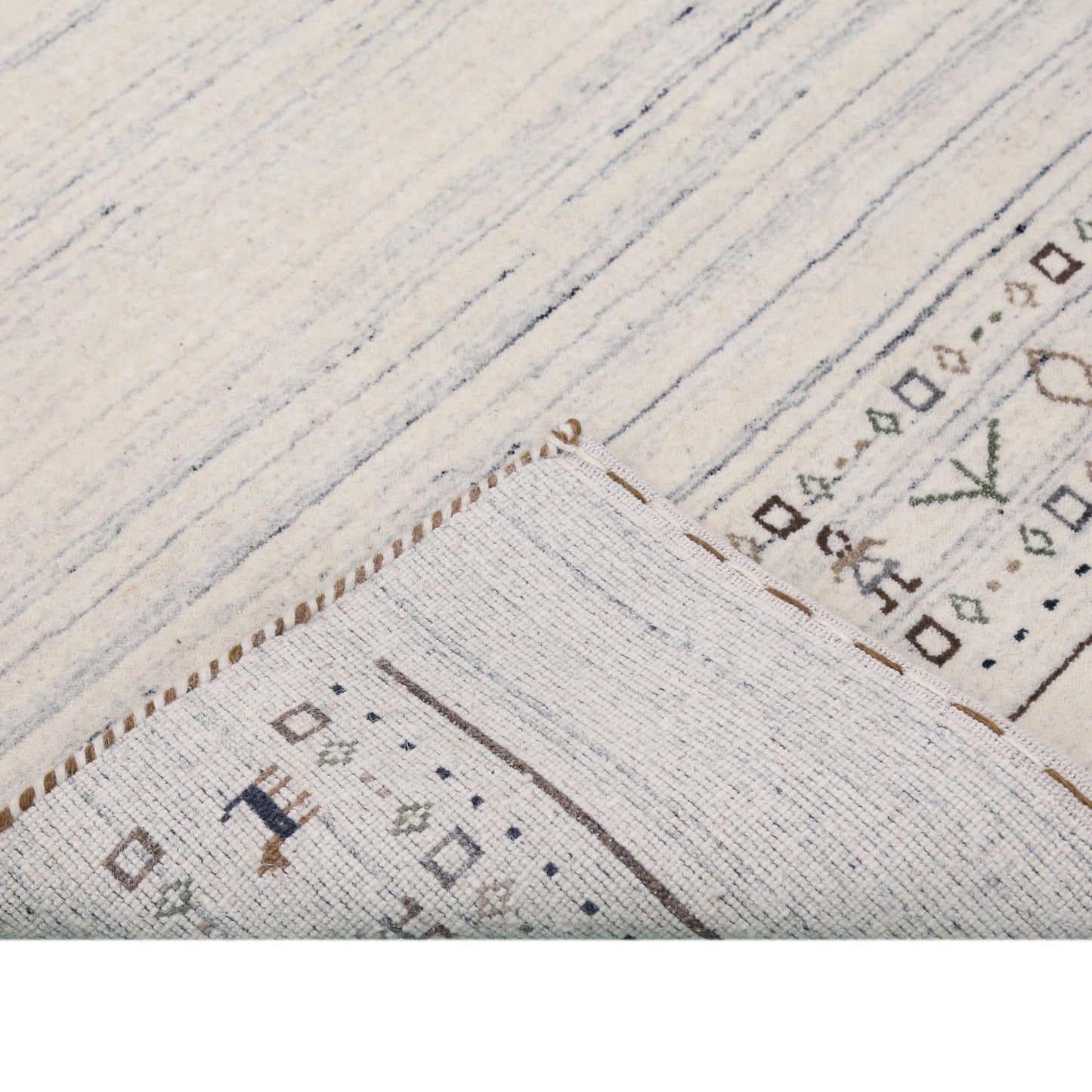 Contemporary Ivory Design Hand Loomed Wool Rug.