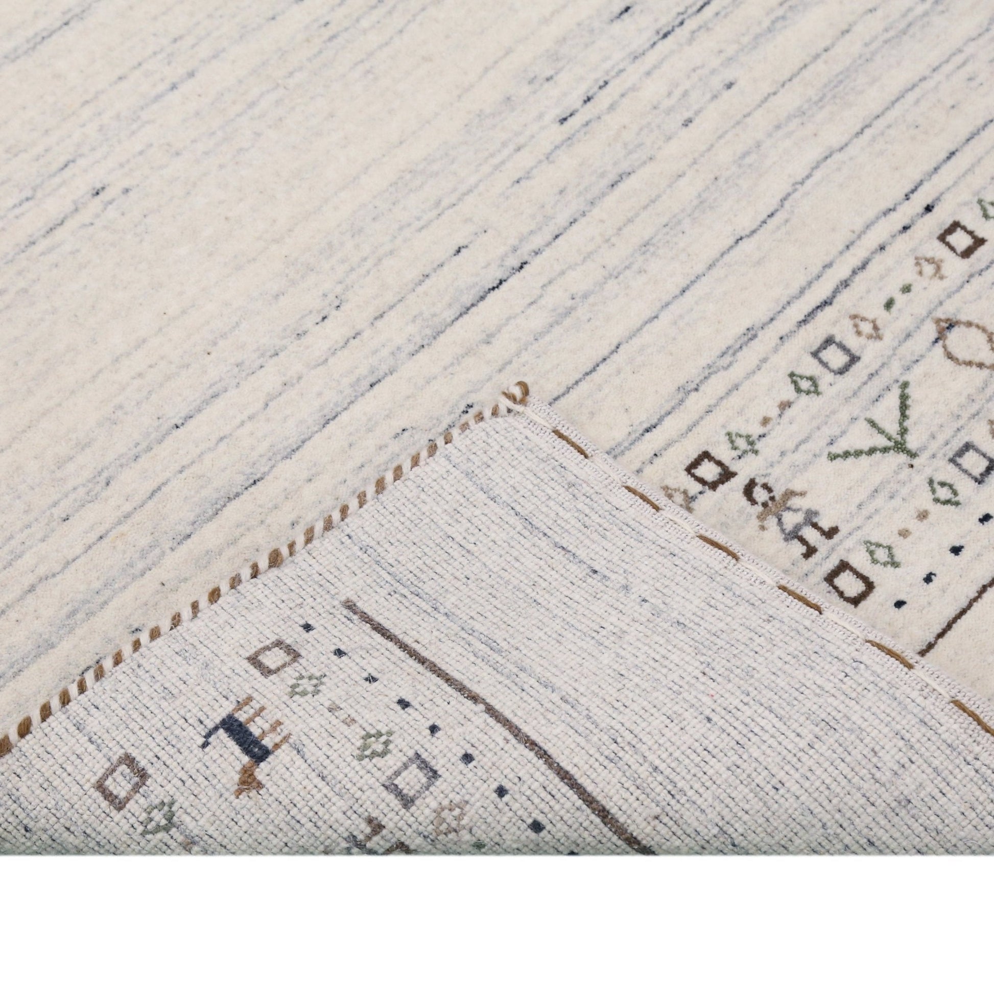 Contemporary Ivory Design Hand Loomed Wool Rug.