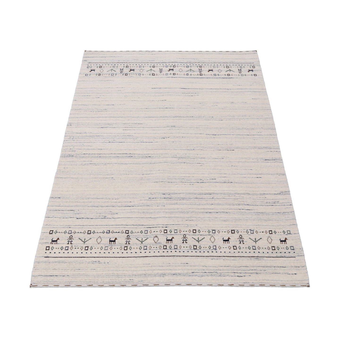 Contemporary Ivory Design Hand Loomed Wool Rug.