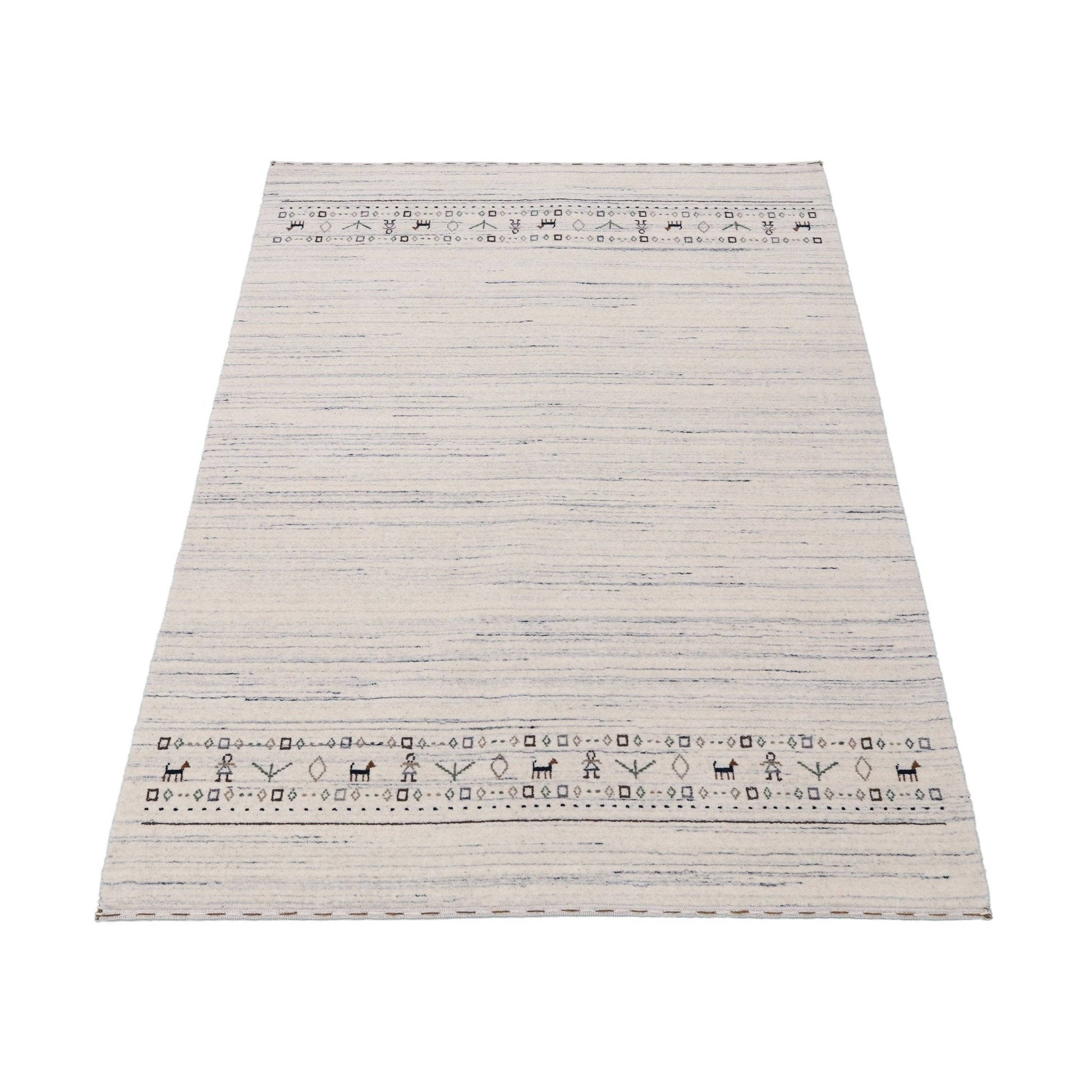 Contemporary Ivory Design Hand Loomed Wool Rug.