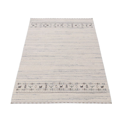 Contemporary Ivory Design Hand Loomed Wool Rug.