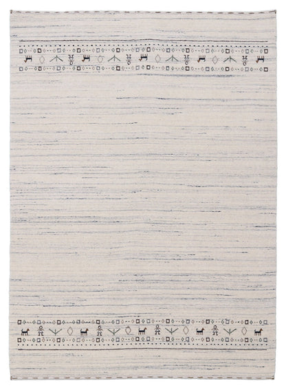 Contemporary Ivory Design Hand Loomed Wool Rug.