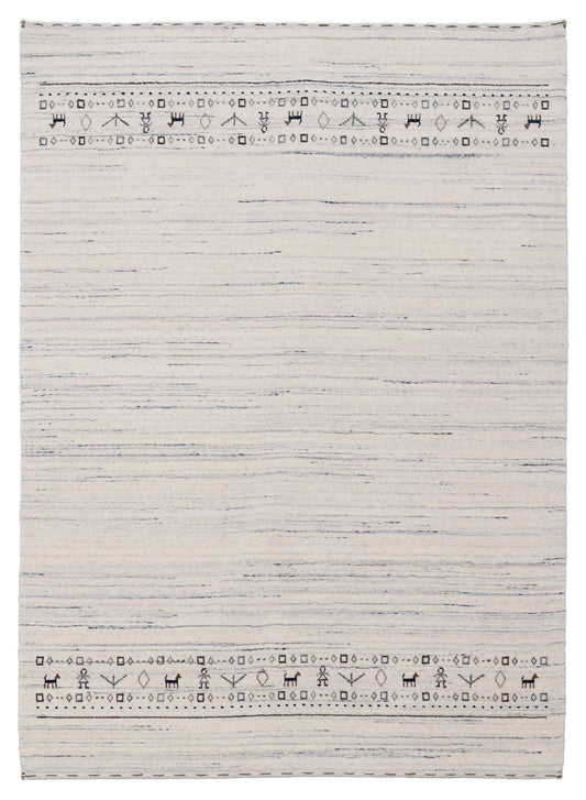 Contemporary Ivory Design Hand Loomed Wool Rug.