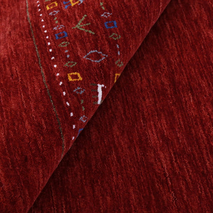 Contemporary Red Hand Loomed Wool Area Rug