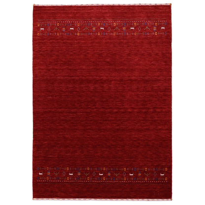 Contemporary Red Hand Loomed Wool Area Rug