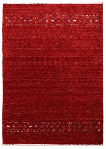 Contemporary Red Hand Loomed Wool Area Rug