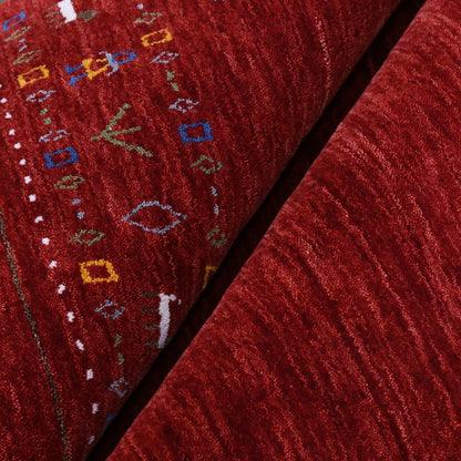 Contemporary Red Hand Loomed Wool Area Rug.