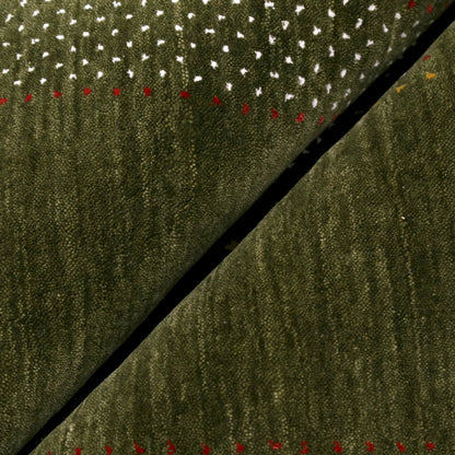 Gabbeh Design Hand Loomed Green Wool Area Rug.
