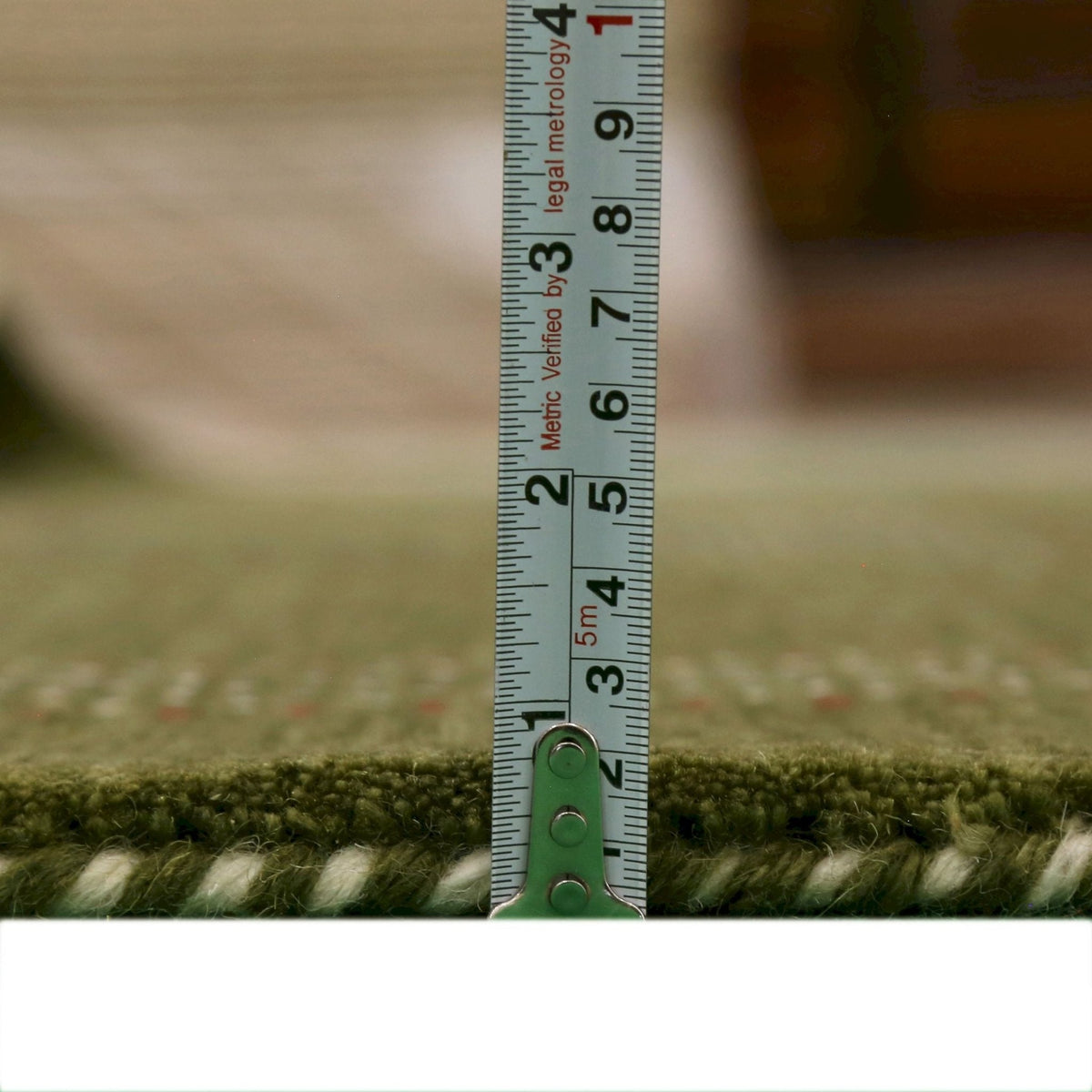 Gabbeh Design Hand Loomed Green Wool Area Rug.