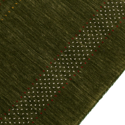 Gabbeh Design Hand Loomed Green Wool Area Rug.
