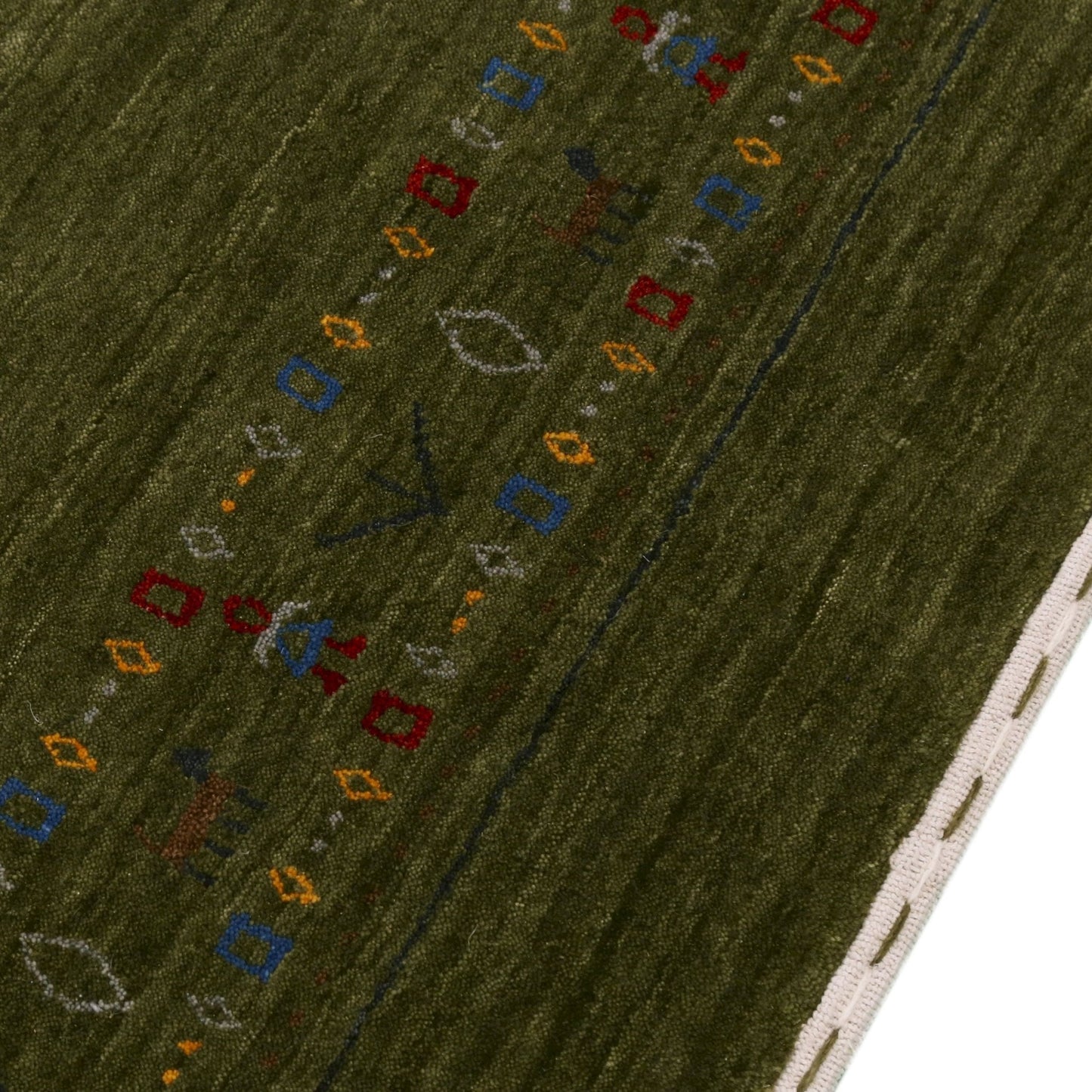 Green Contemporary Design Hand Loomed Wool Area Rug.