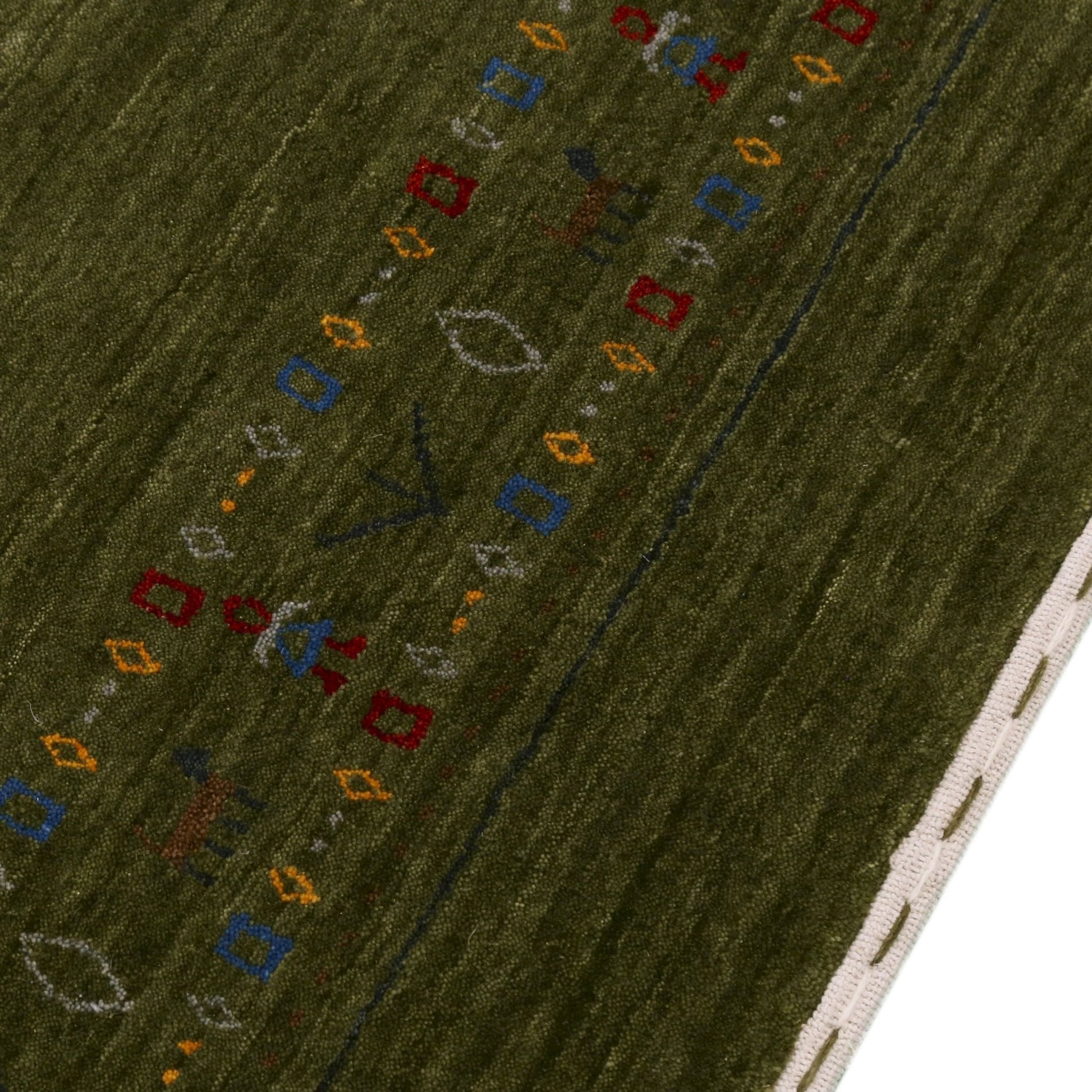 Green Contemporary Design Hand Loomed Wool Area Rug.