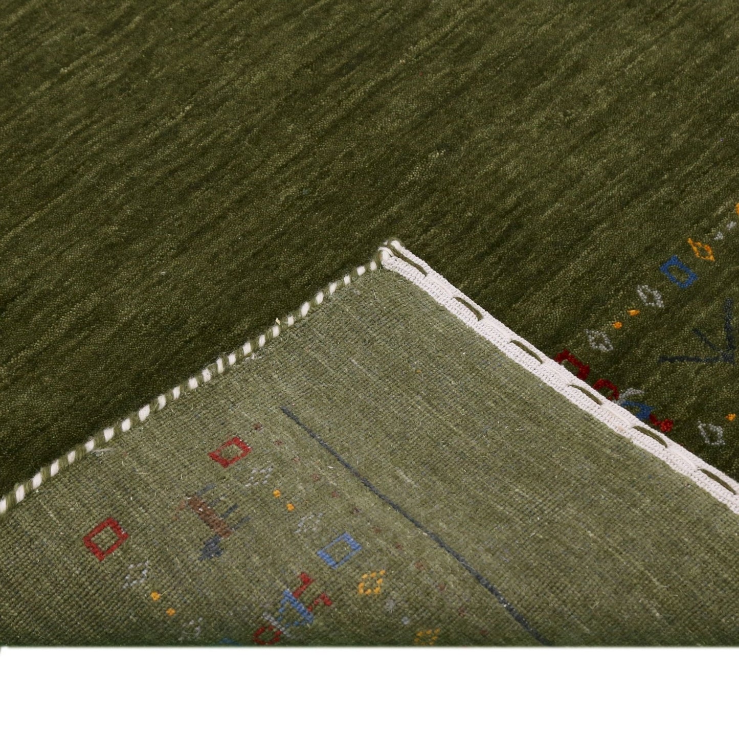 Green Contemporary Design Hand Loomed Wool Area Rug.