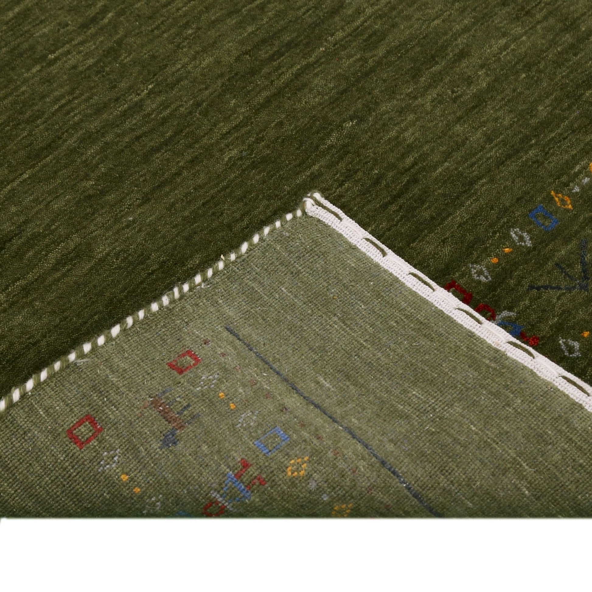 Green Contemporary Design Hand Loomed Wool Area Rug.