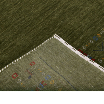 Green Contemporary Design Hand Loomed Wool Area Rug.