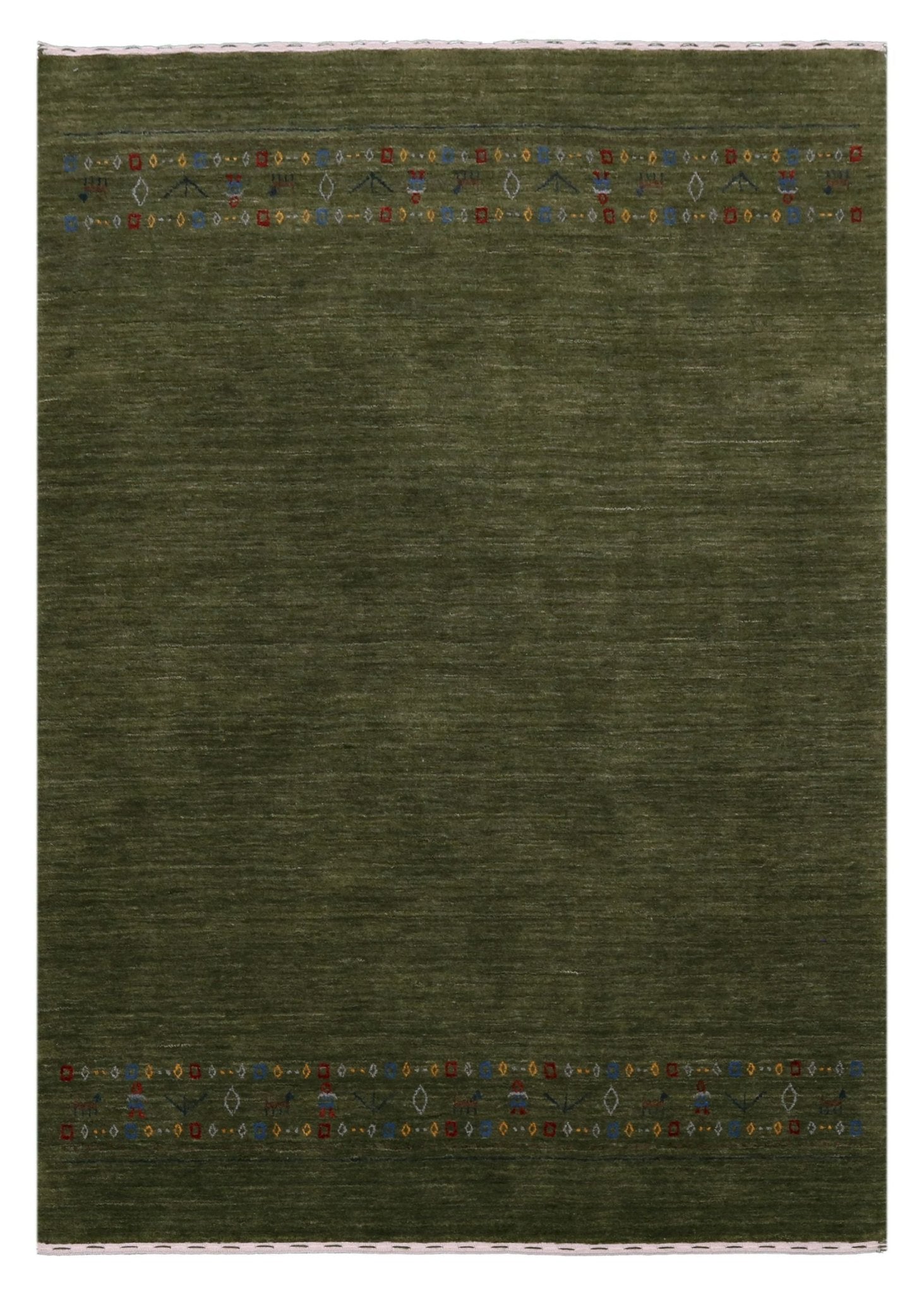 Green Contemporary Design Hand Loomed Wool Area Rug.