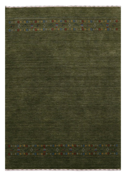 Green Contemporary Design Hand Loomed Wool Area Rug.