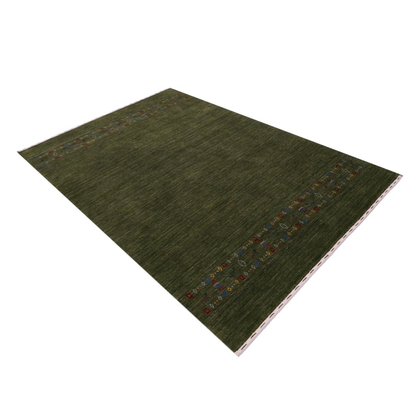 Green Contemporary Design Hand Loomed Wool Area Rug.