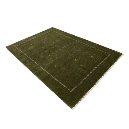 Green Modern Design Hand Loomed Wool Area Rug.