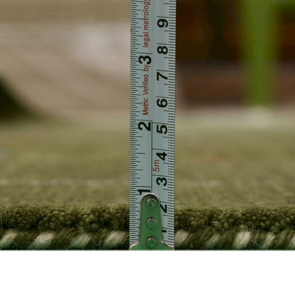 Green Modern Design Hand Loomed Wool Area Rug.