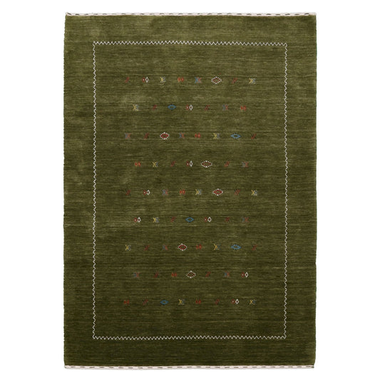 Green Modern Design Hand Loomed Wool Area Rug.