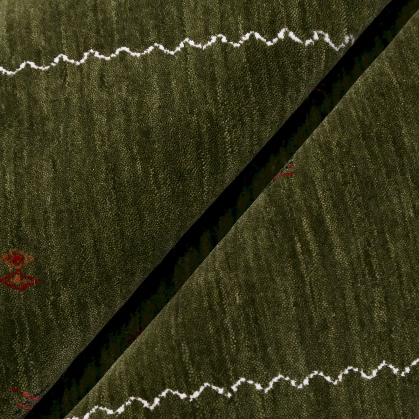 Green Modern Design Hand Loomed Wool Area Rug.