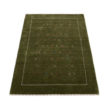 Green Modern Design Hand Loomed Wool Area Rug.