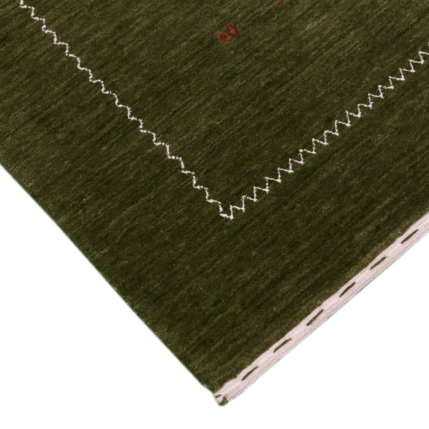 Green Modern Design Hand Loomed Wool Area Rug.