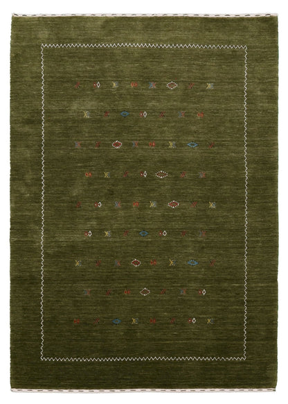 Green Modern Design Hand Loomed Wool Area Rug.