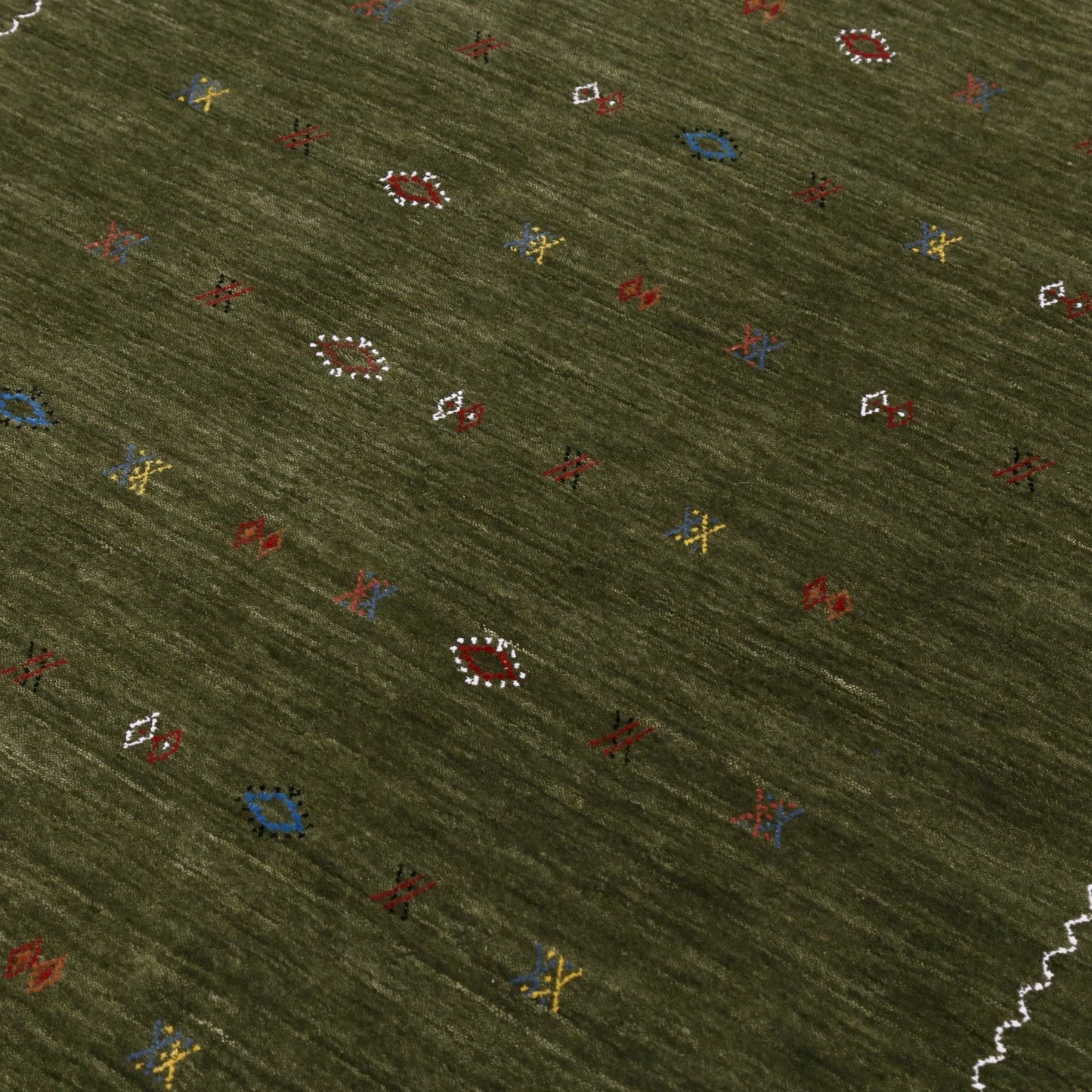 Green Modern Design Hand Loomed Wool Area Rug.
