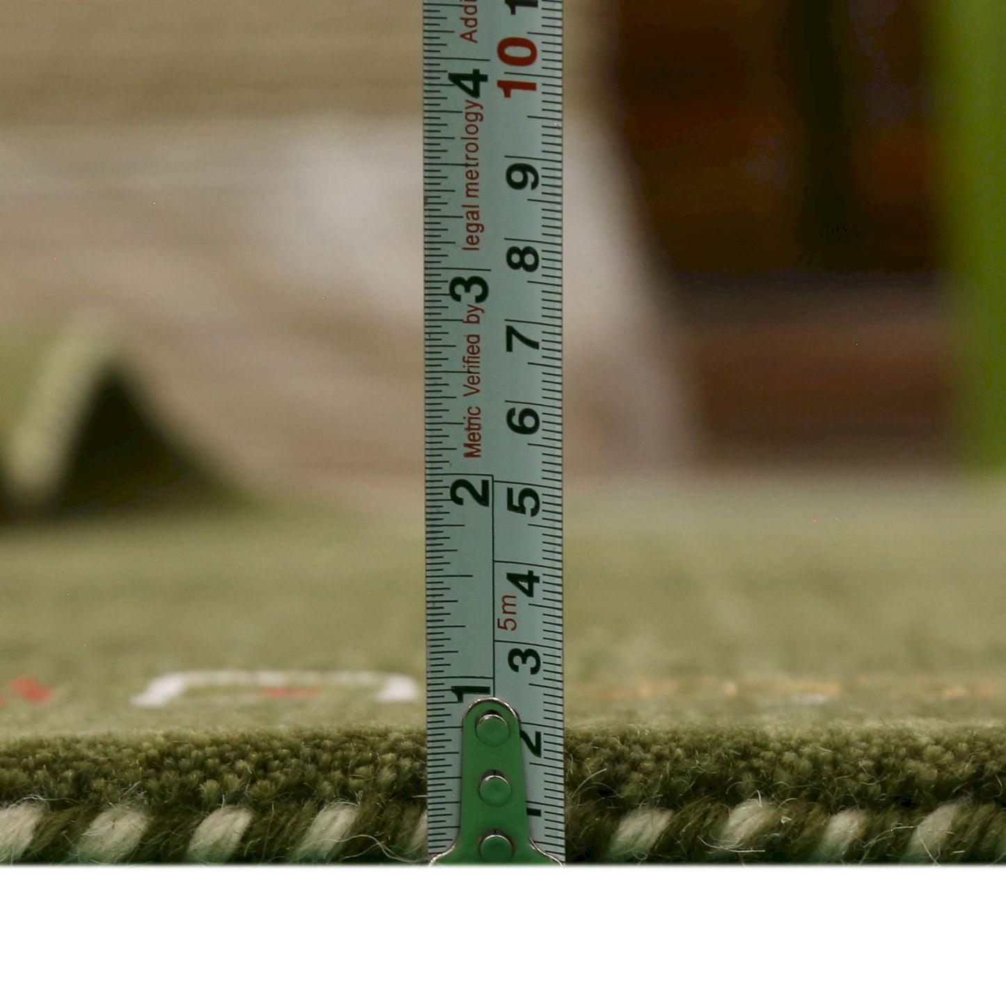 Green Tribal Border Design Hand Loomed Wool Area Rug