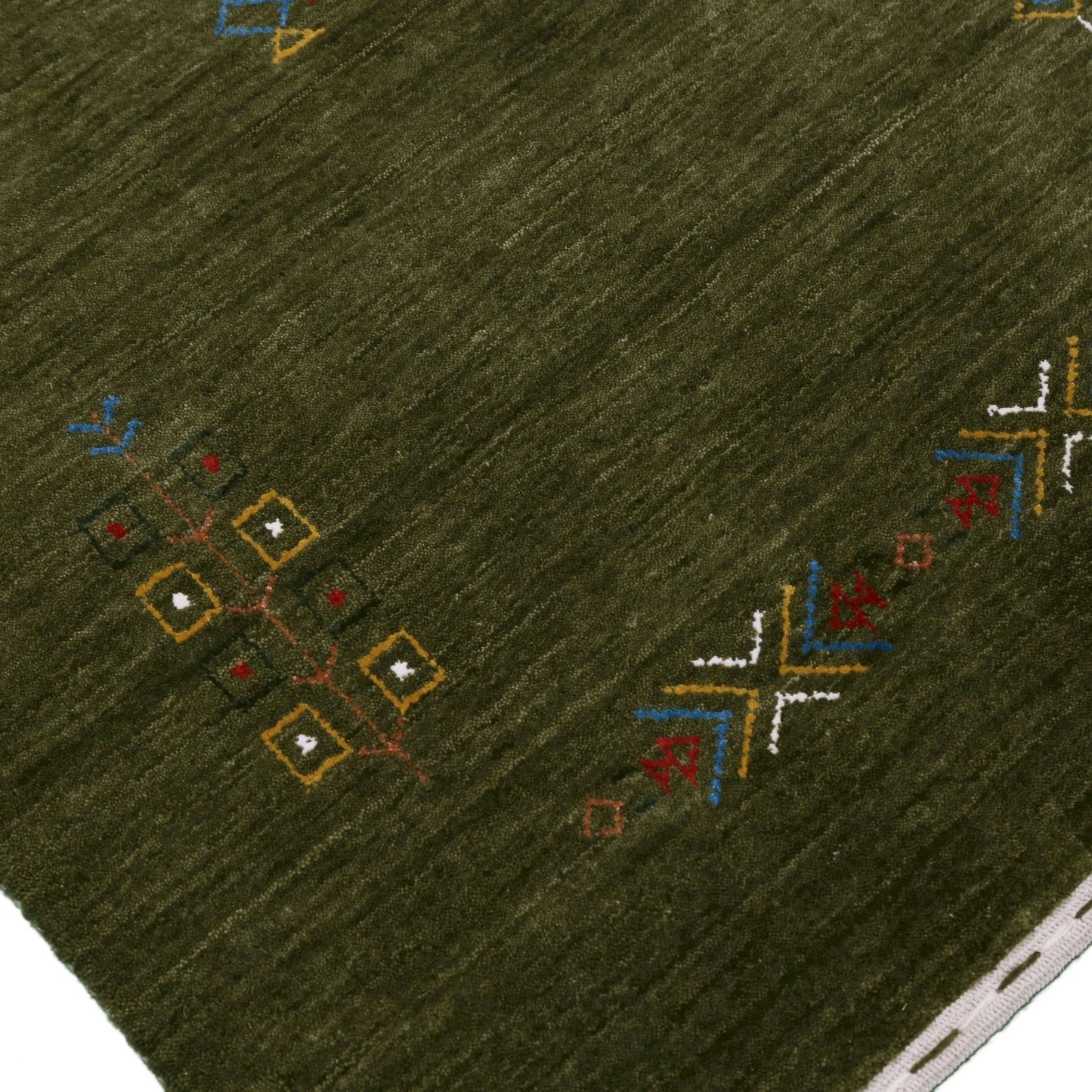 Green Tribal Center Medallion Hand Loomed Wool Area Rug