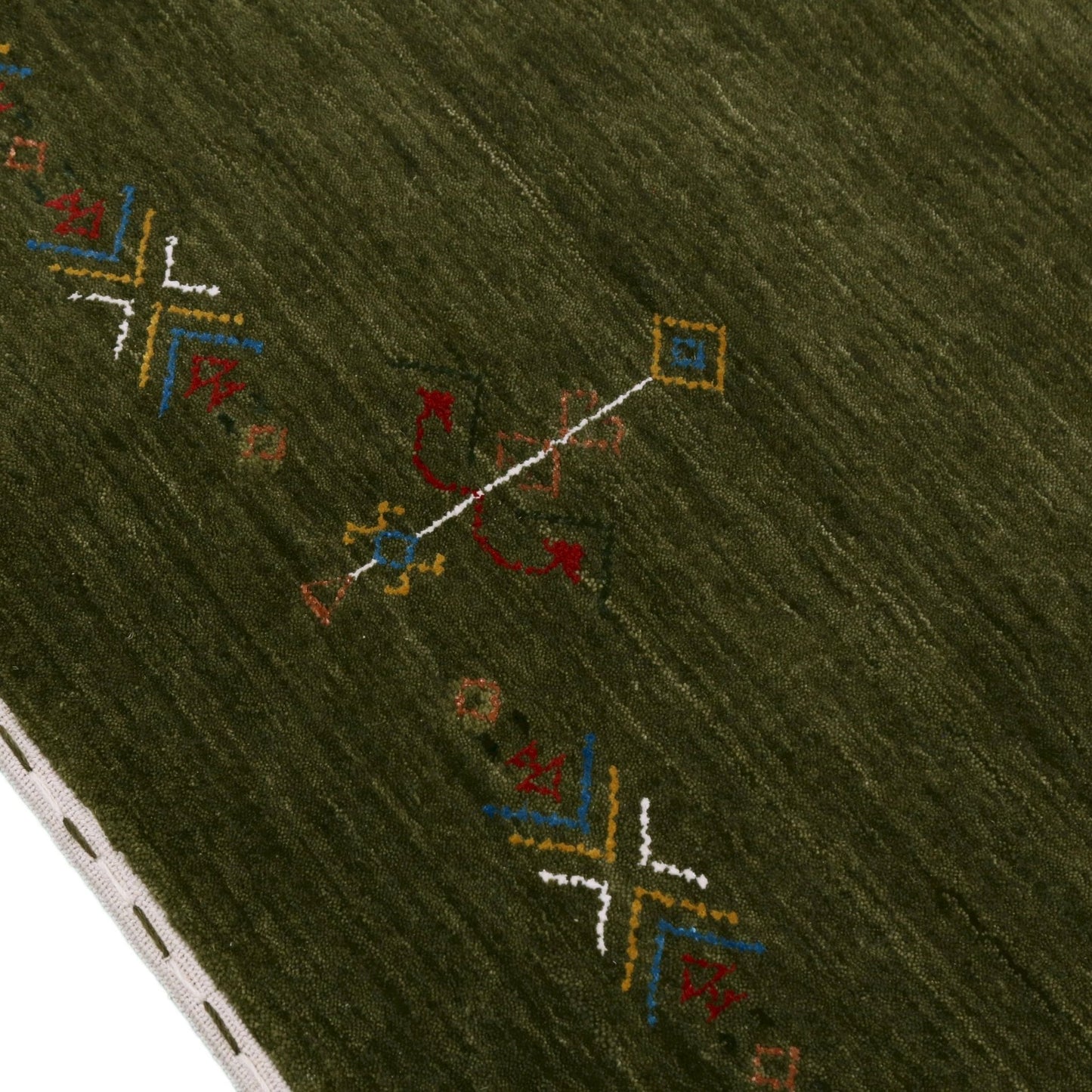 Green Tribal Center Medallion Hand Loomed Wool Area Rug