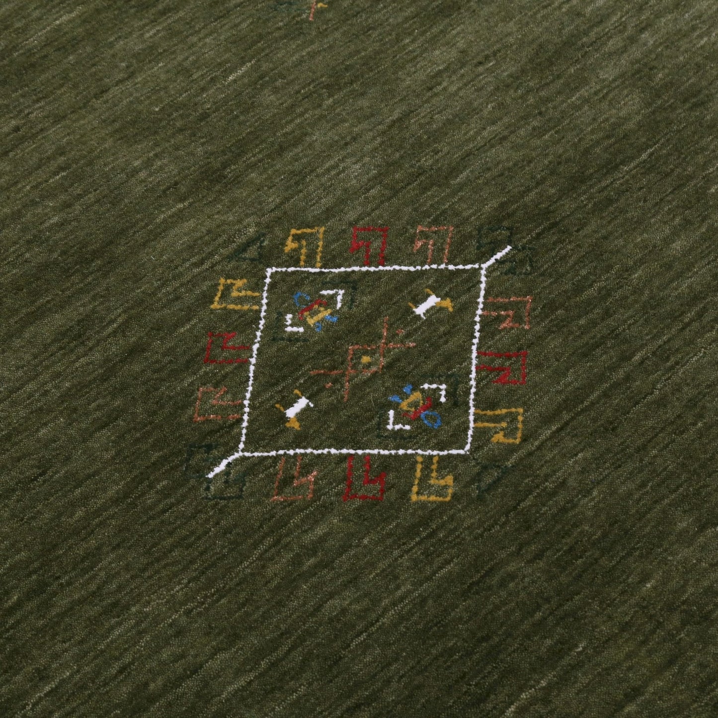 Green Tribal Center Medallion Hand Loomed Wool Area Rug