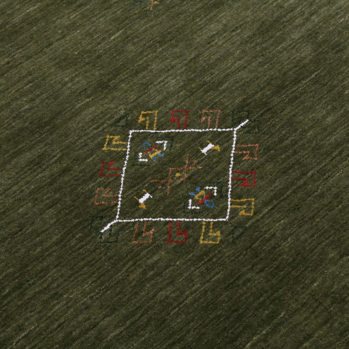Green Tribal Center Medallion Hand Loomed Wool Area Rug.