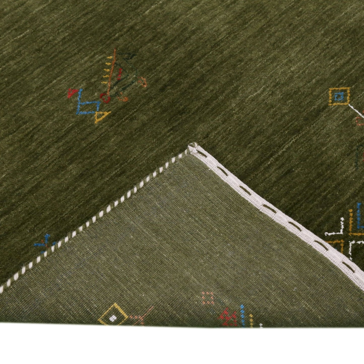 Green Tribal Center Medallion Hand Loomed Wool Area Rug