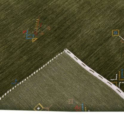 Green Tribal Center Medallion Hand Loomed Wool Area Rug