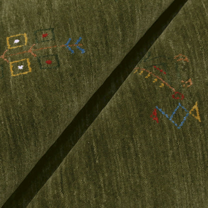 Green Tribal Center Medallion Hand Loomed Wool Area Rug.