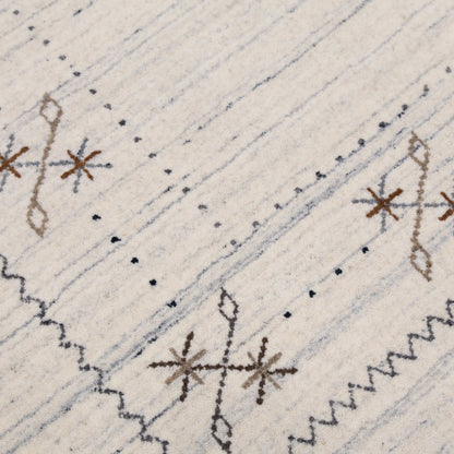 Ivory Gabbeh Border Design Hand Loomed Wool Rug.