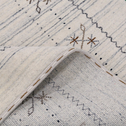 Ivory Gabbeh Border Design Hand Loomed Wool Rug.