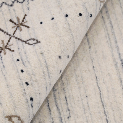 Ivory Gabbeh Border Design Hand Loomed Wool Rug.