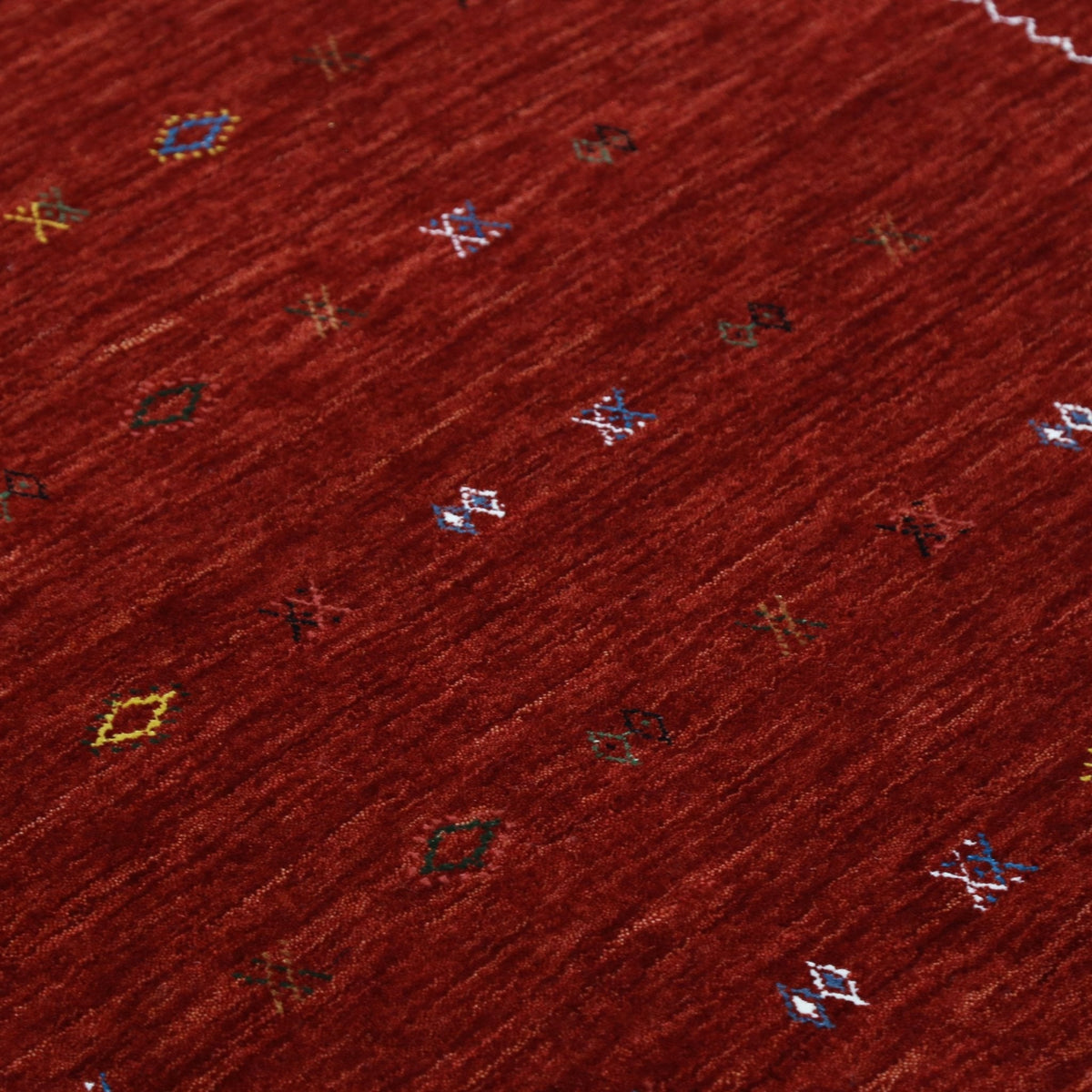 Modern Design Red Hand Loomed Wool Area Rug.