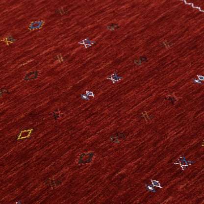 Modern Design Red Hand Loomed Wool Area Rug.