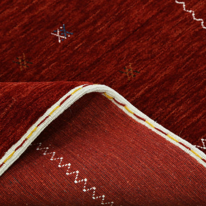 Modern Design Red Hand Loomed Wool Area Rug