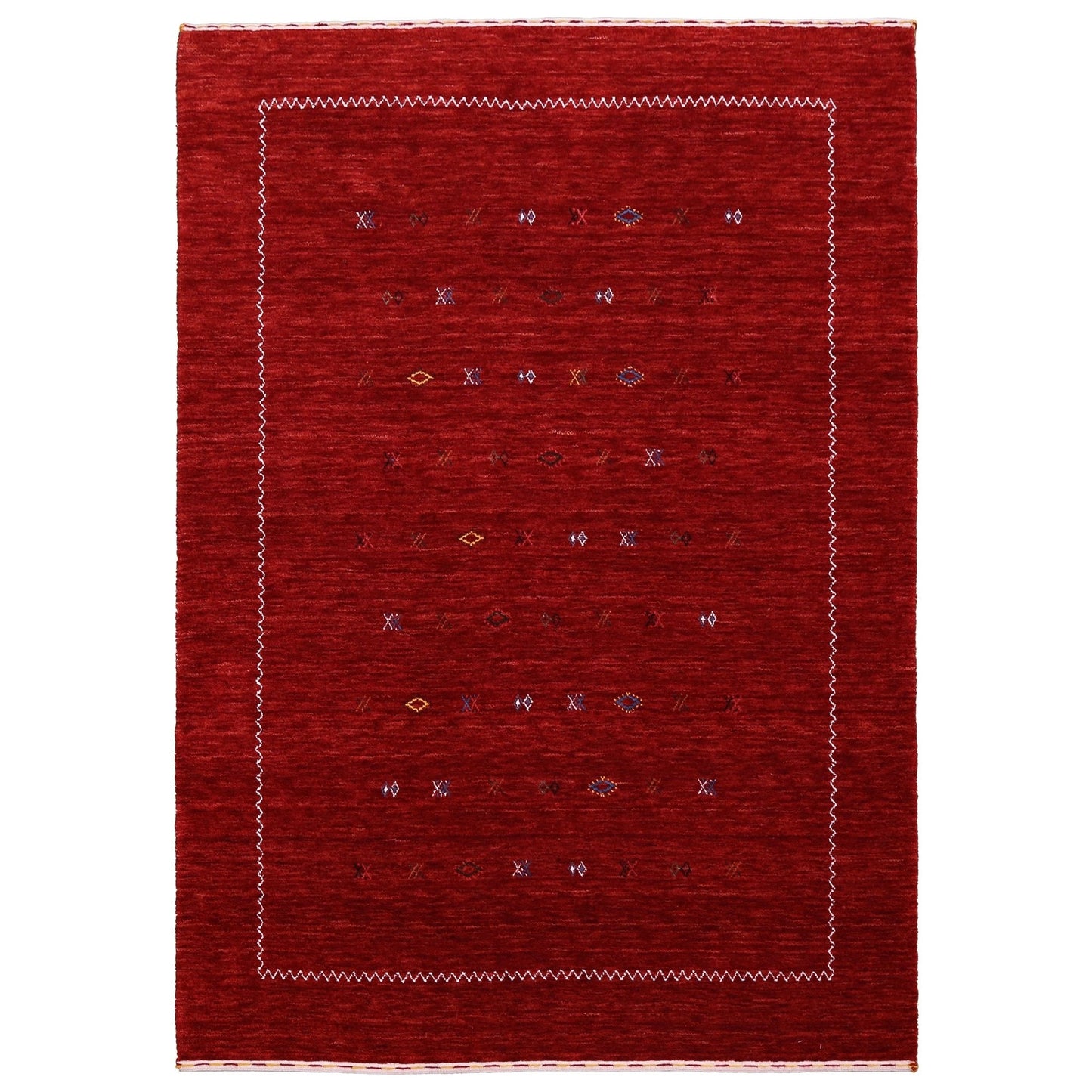 Modern Design Red Hand Loomed Wool Area Rug